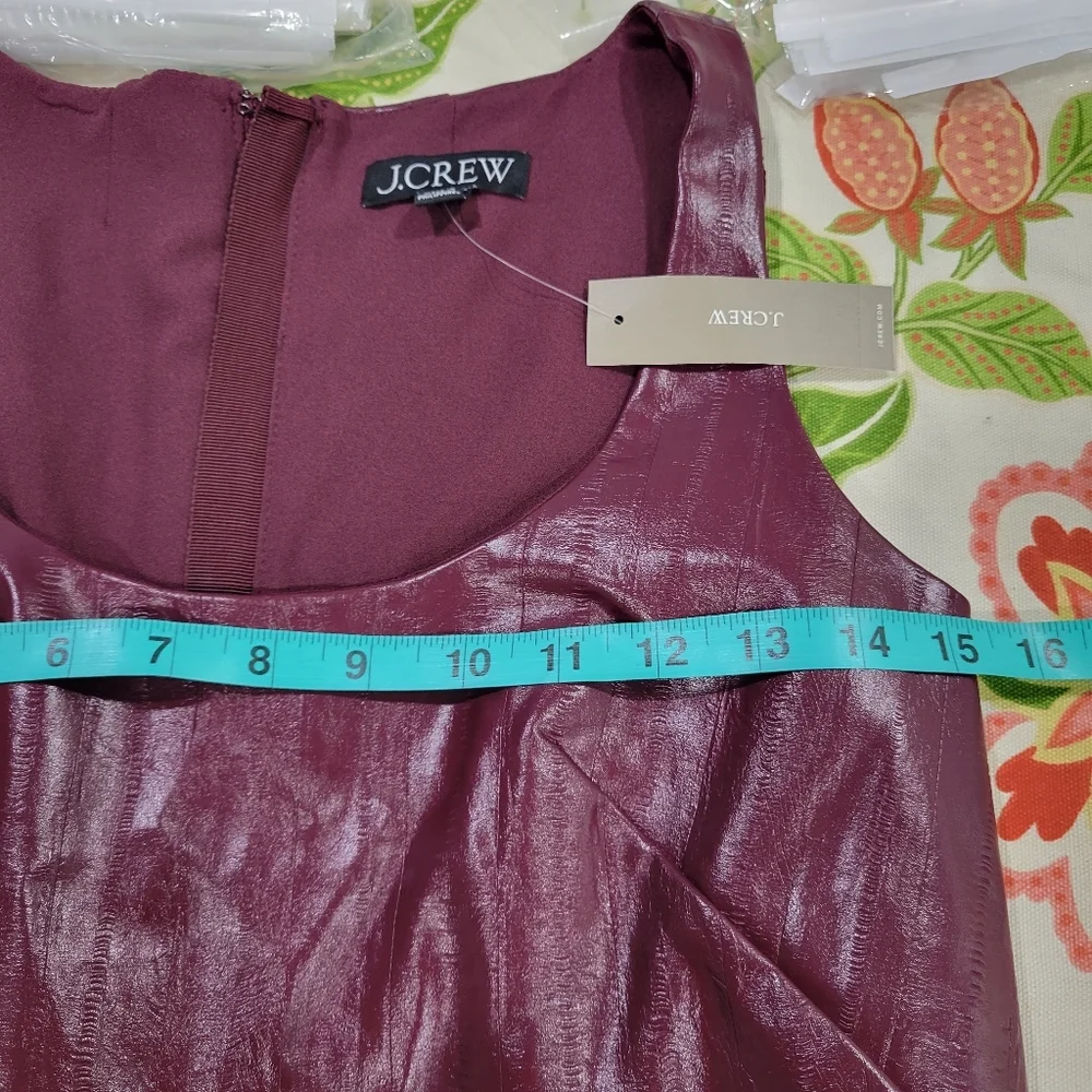 J Crew Scoopneck mini dress in faux eel-skin leather CN864 Size 0 NWT_8